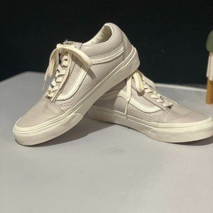 Vans Old Skool Shoes Men's 4 Gray Leather Zip Up Lace Up Casual Skate Sneakers